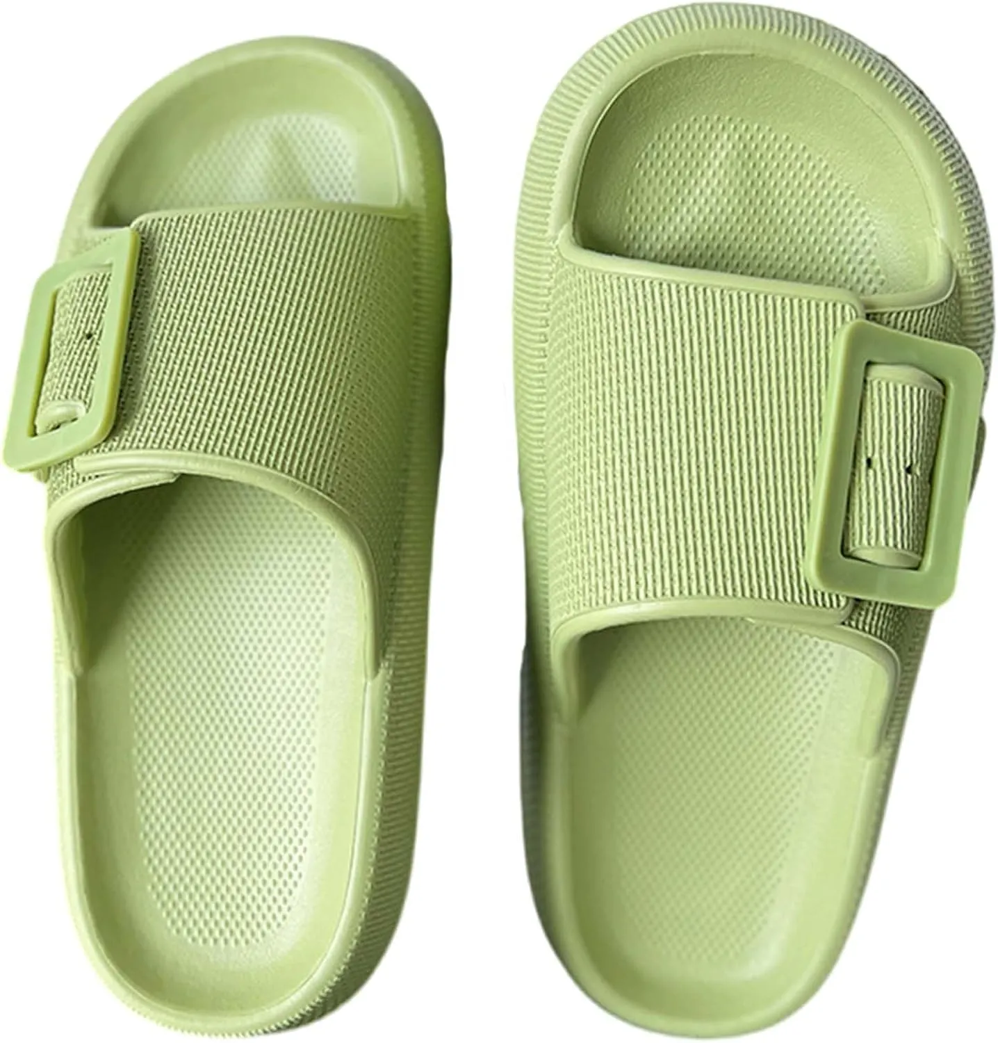 Buckle Rubber Arch Support Pillow Slippers Comfy Cloud Slippers Thick Sole EVA Soft Cushion Slides Open Toe Quick Drying Spa Bath Pool House Casual Shower Sandals Indoor Outdoor,Black 35-36
