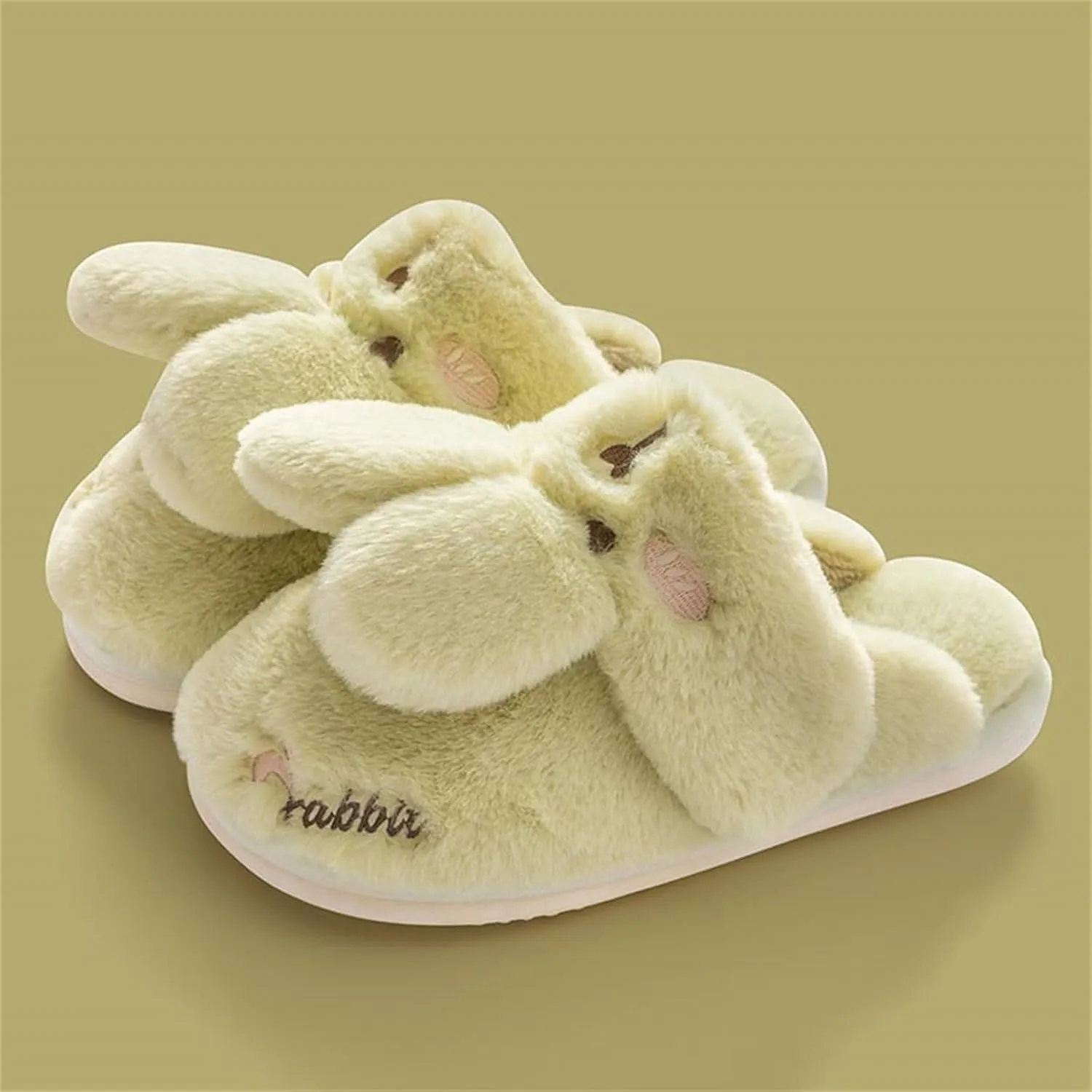 Bunny Animal Slippers for Women and Men Cute Bow Fuzzy Fluffy Comfy Funny Furry Rabbit House Slipper for Indoor Outdoor
