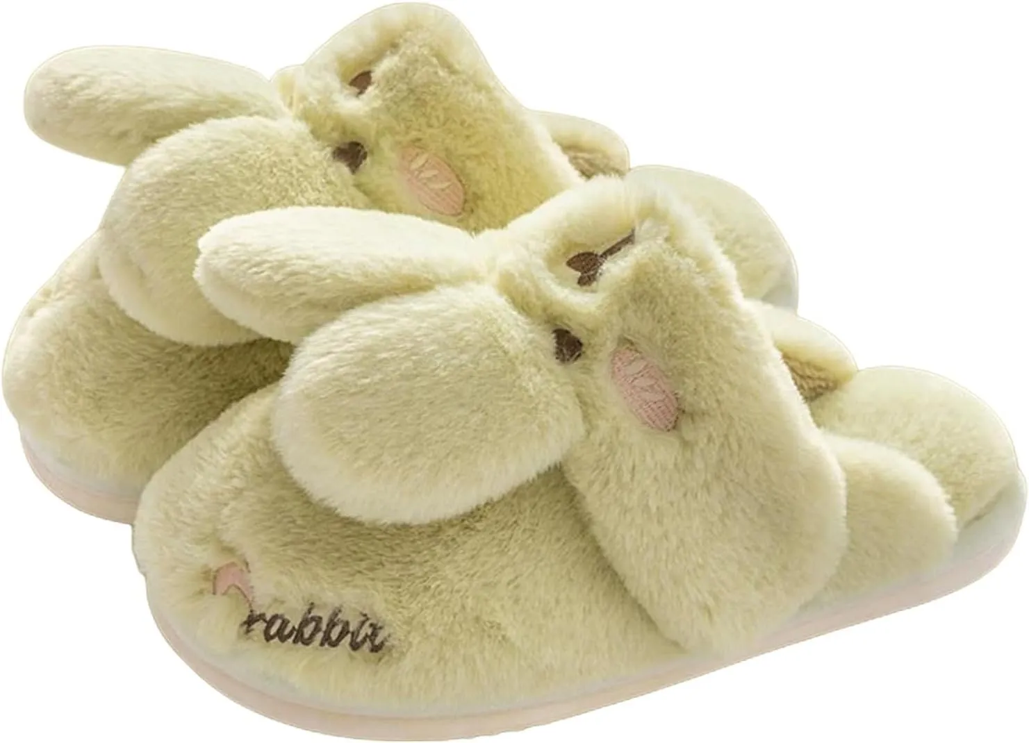 Bunny Animal Slippers for Women and Men Cute Bow Fuzzy Fluffy Comfy Funny Furry Rabbit House Slipper for Indoor Outdoor