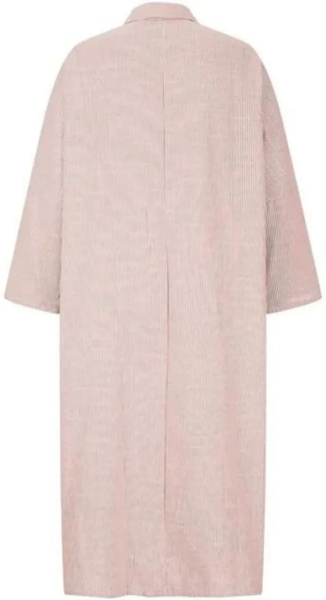 Button Down Shirt Dress for Womens Cotton Linen Long Sleeve Maxi Dress Striped Casual Loose Fit Dress with Pockets