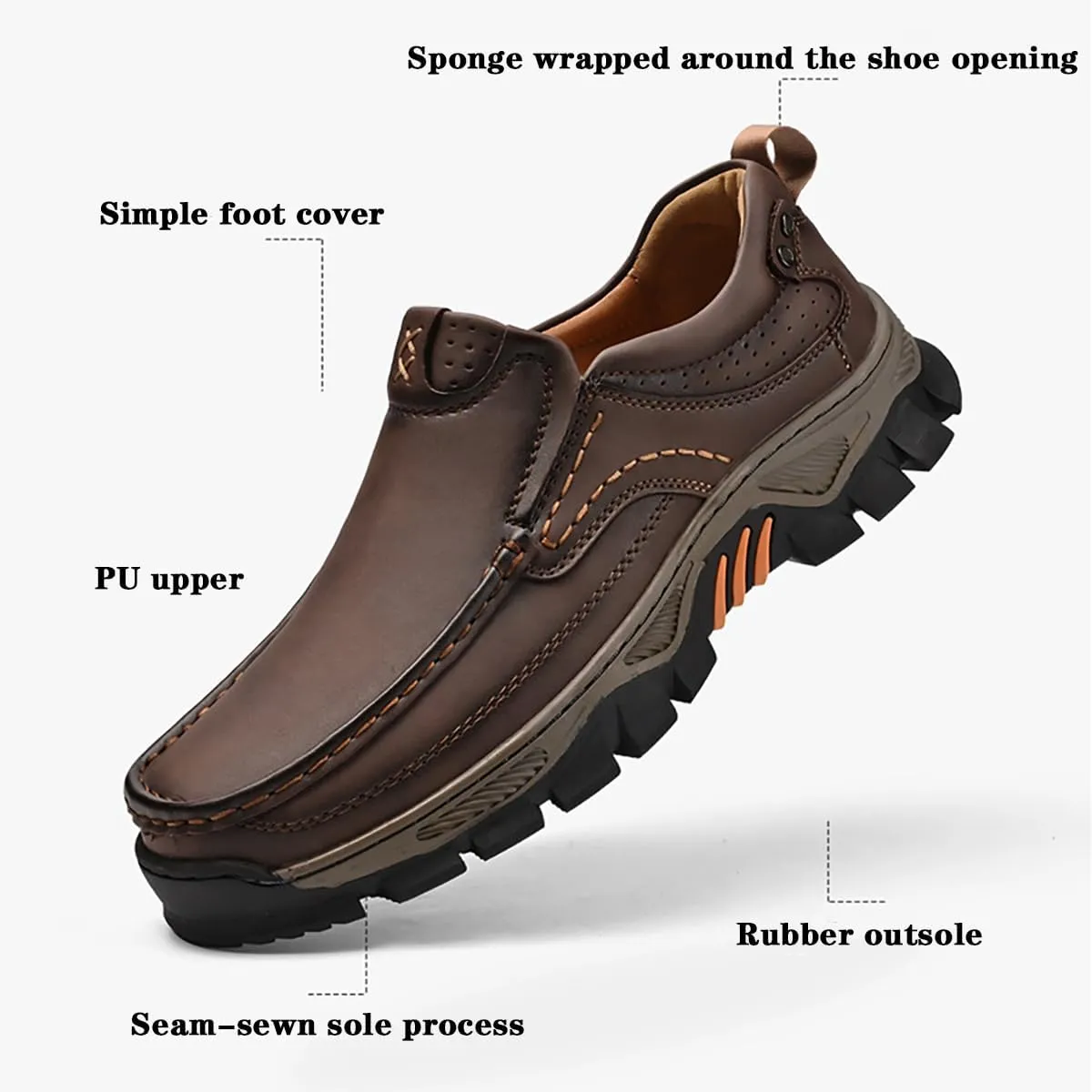 Caipcmall Mens Orthopedic Shoes Slip On, Mens Hands Free Slip in Loafers Caipcmall Shoes