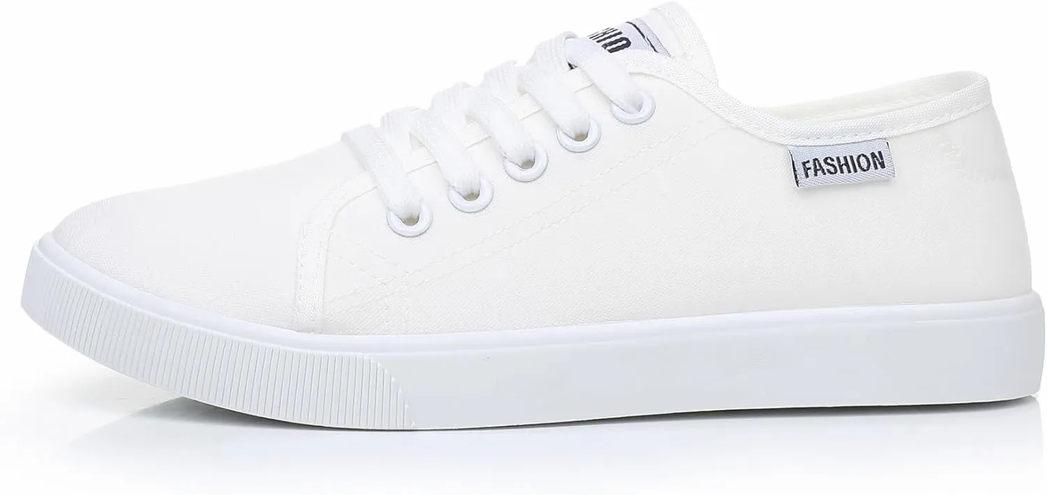 Canvas Korean Style Fashion Sneakers Lightweight Casual Flat Trainers for Daily Wear Walking Travel and School Versatile White Shoes for Women