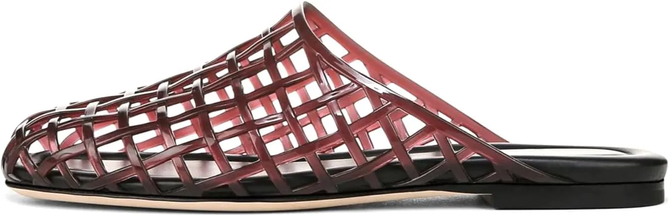 Caradise Jelly Shoes for Women Slip On Clear Mesh Flat Slides Closed Toe Jelly Sandals Mules Comfort Summer Slippers