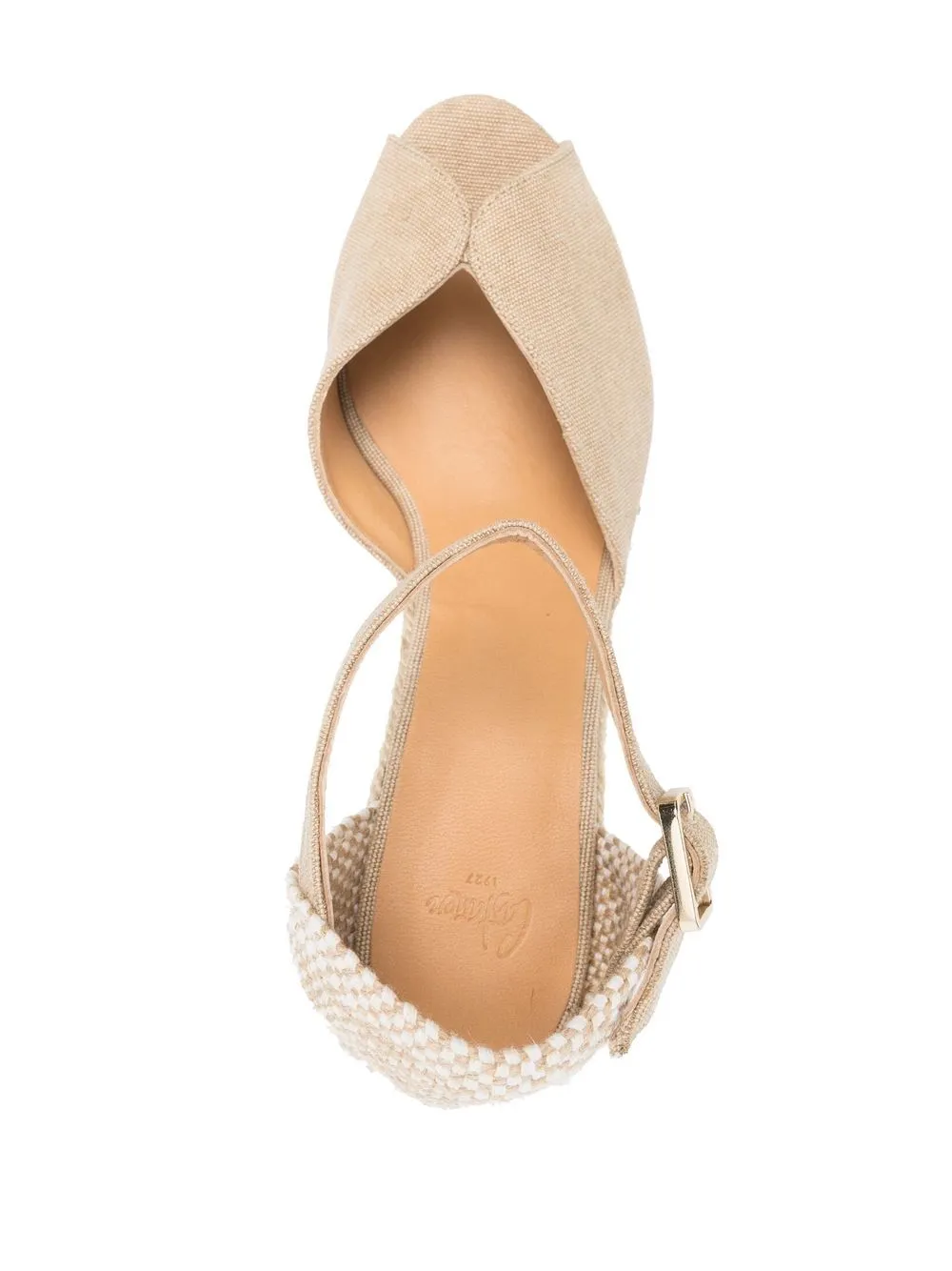 Castañer Bianca Beige Leather Espadrille Wedge Sandals