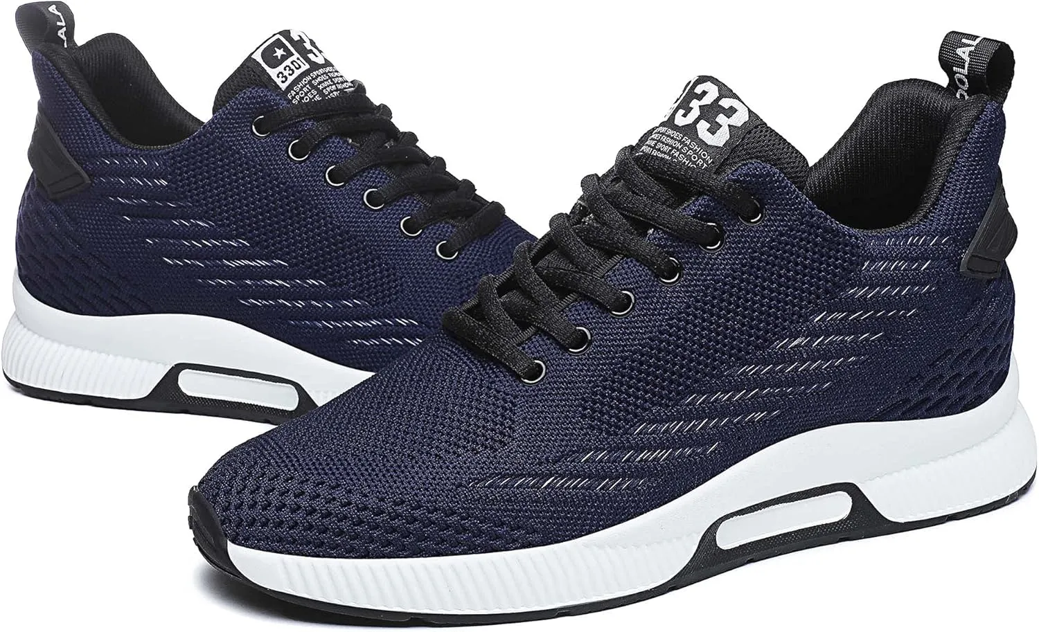 CERYTHRINA Men Elevator Sneakers Sports Shoes Invisible Height Increasing 2.36 Inches Taller Elevator Shoes Lace up Fashion Sneakers