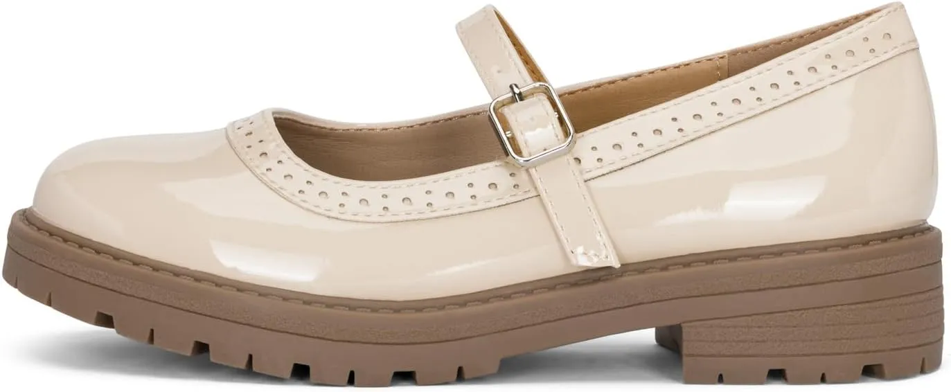 Chariot & Co : Anita-IIS - Girls/Little Kids Mary Jane Adjustable Buckle Closed Toe Lug Sole Heeled Loafers/School or Cosplay Shoes