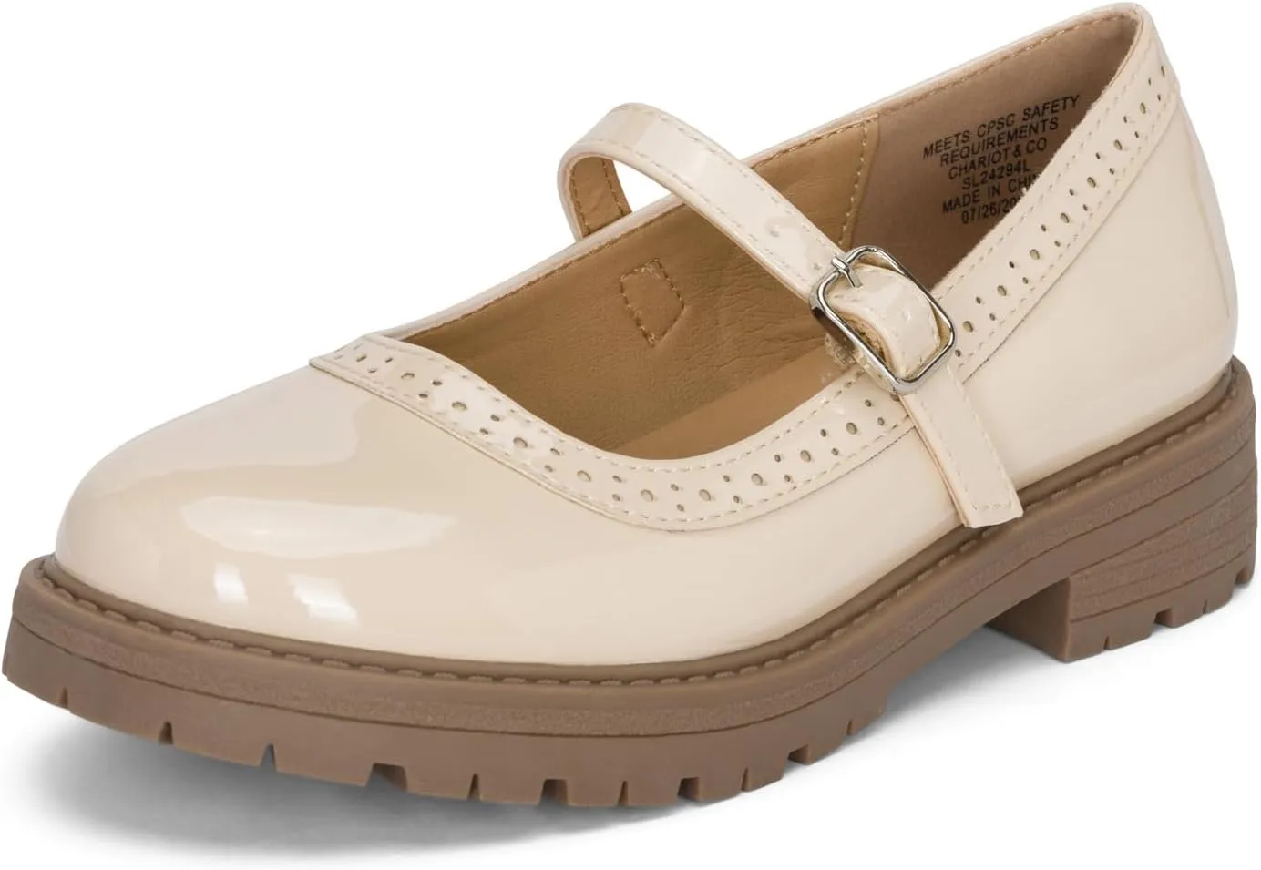 Chariot & Co : Anita-IIS - Girls/Little Kids Mary Jane Adjustable Buckle Closed Toe Lug Sole Heeled Loafers/School or Cosplay Shoes