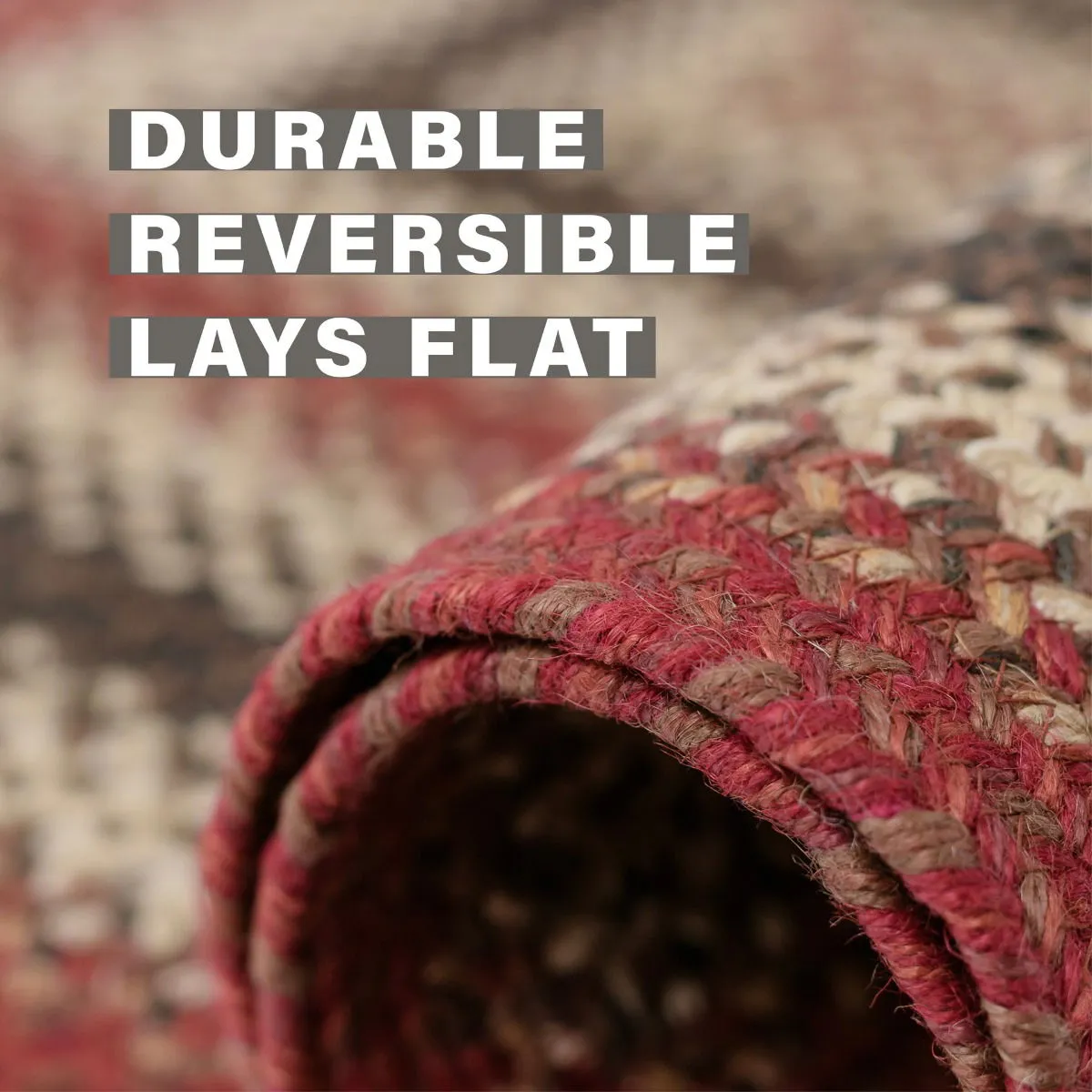 Chester Red Braided Jute Oval Rug