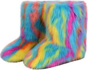 ChicWind Women's Faux Fur Snow Boots Comfortable Winter Boots Halloween Costume