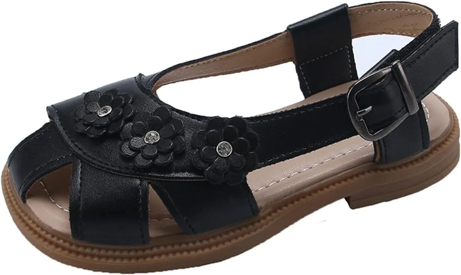 Children Shoes Flat Sandals Flower Hollow Beach Shoes Fashion Soft Sole Girls Boys Casual Sandals Tiny Feet Baby Shoes (Black, 2 Big Kids)