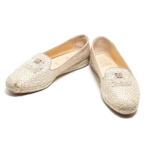CHRISTIAN LOUBOUTIN Espananou Logo-appliquéd Canvas Espadrilles In Beige
