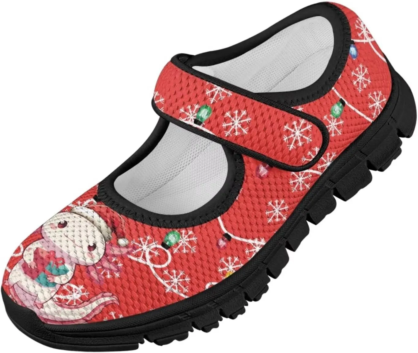 Christmas Print Girls Mary Jane Sneakers Dress Dance Shoes Athletic Walking Shoes for Outdoor Christmas Party,Activity,Wedding