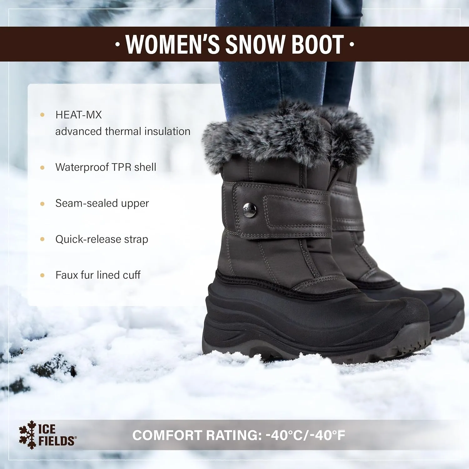 Clara Snow Winter Boots for Women, Warm, Insulated, Waterproof Shell, Faux Fur Lined Cuff