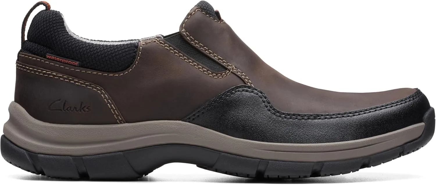 Clarks Mens Walpath Step Leather Waterproof Slip-On Sneakers