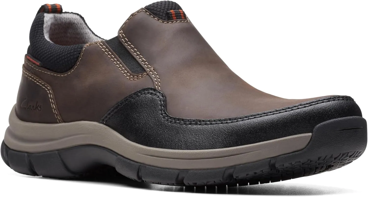 Clarks Mens Walpath Step Leather Waterproof Slip-On Sneakers
