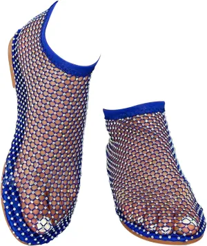 Classic styleSandals ,Glittery Stretchy Net Shoes,Stage performance shoes,Ultra Comfortable Shiny Gem Mesh Flats, Rhinestone Short Boots Sexy Flat Cutout Sparkly Casual Wedding Dress Flats
