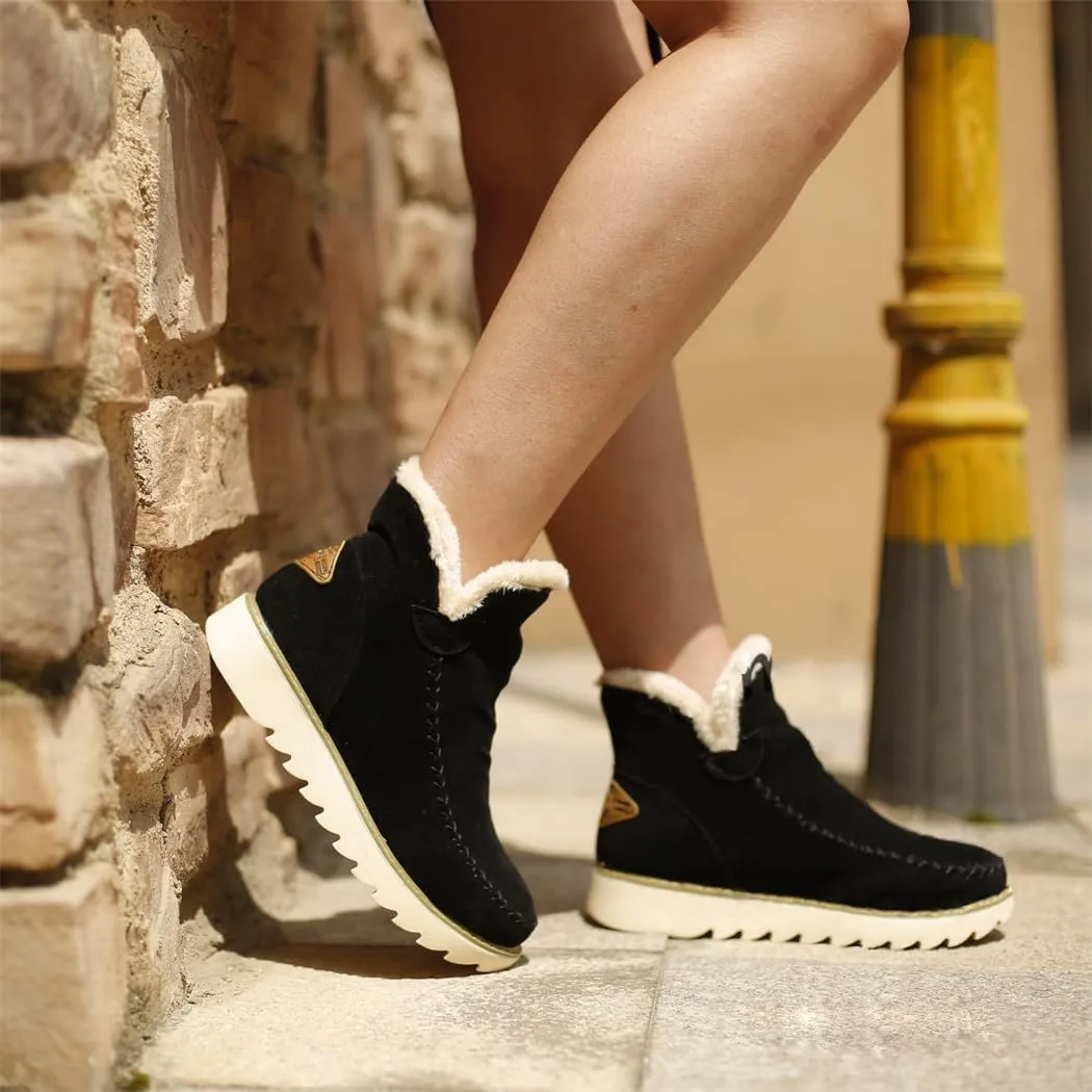 Classic Warm Ankle Snow Booties with Fur Lining Winter Women's Waterproof Lightweight Anti Slip Ankle Snow Boots