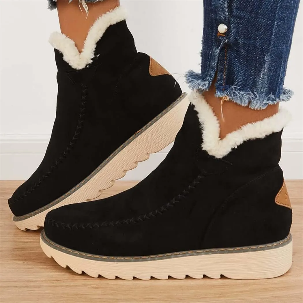 Classic Warm Ankle Snow Booties with Fur Lining Winter Women's Waterproof Lightweight Anti Slip Ankle Snow Boots
