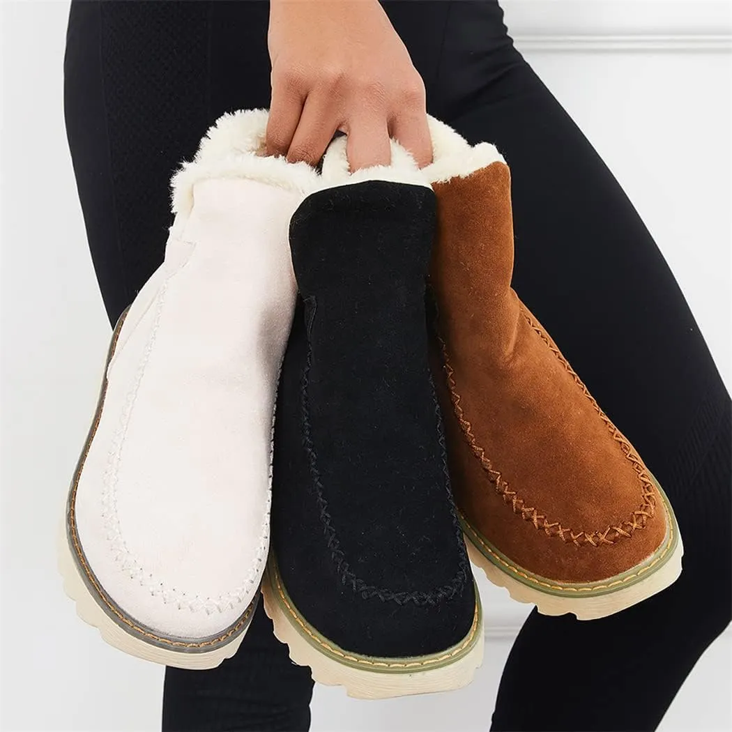 Classic Warm Ankle Snow Booties with Fur Lining Winter Women's Waterproof Lightweight Anti Slip Ankle Snow Boots