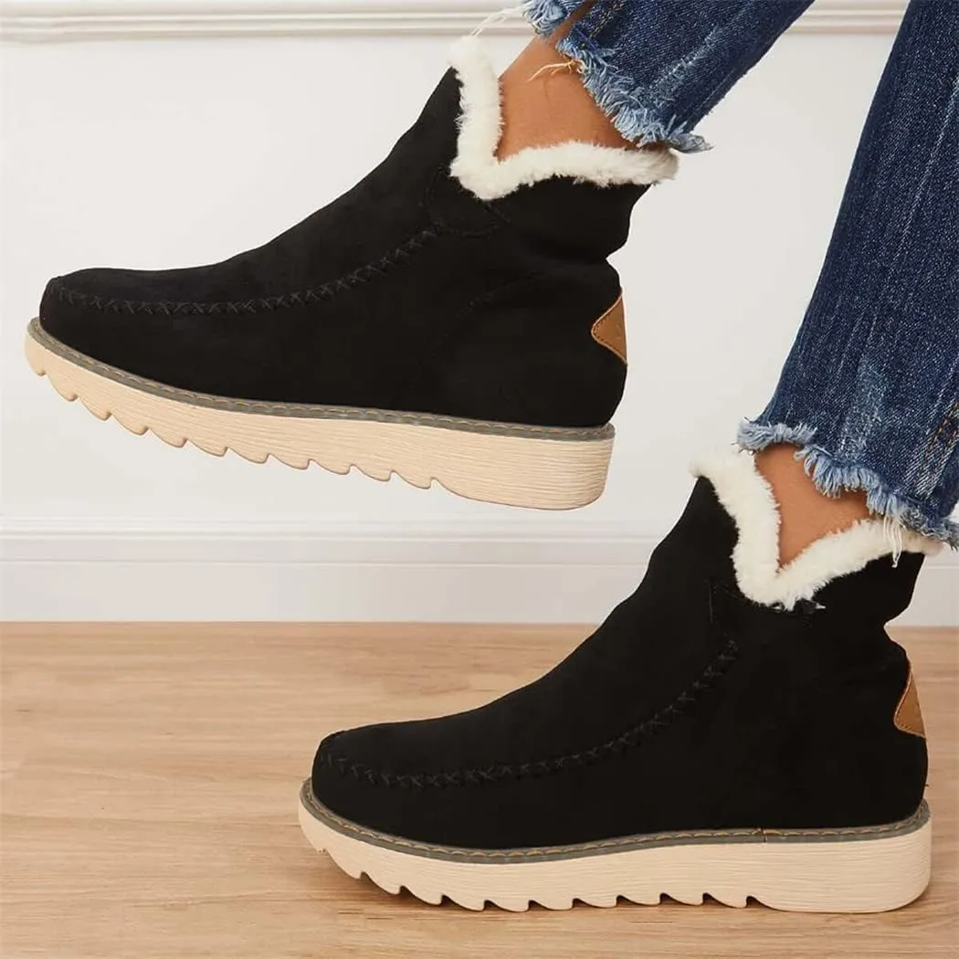 Classic Warm Ankle Snow Booties with Fur Lining Winter Women's Waterproof Lightweight Anti Slip Ankle Snow Boots
