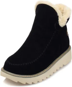Classic Warm Ankle Snow Booties with Fur Lining Winter Women's Waterproof Lightweight Anti Slip Ankle Snow Boots