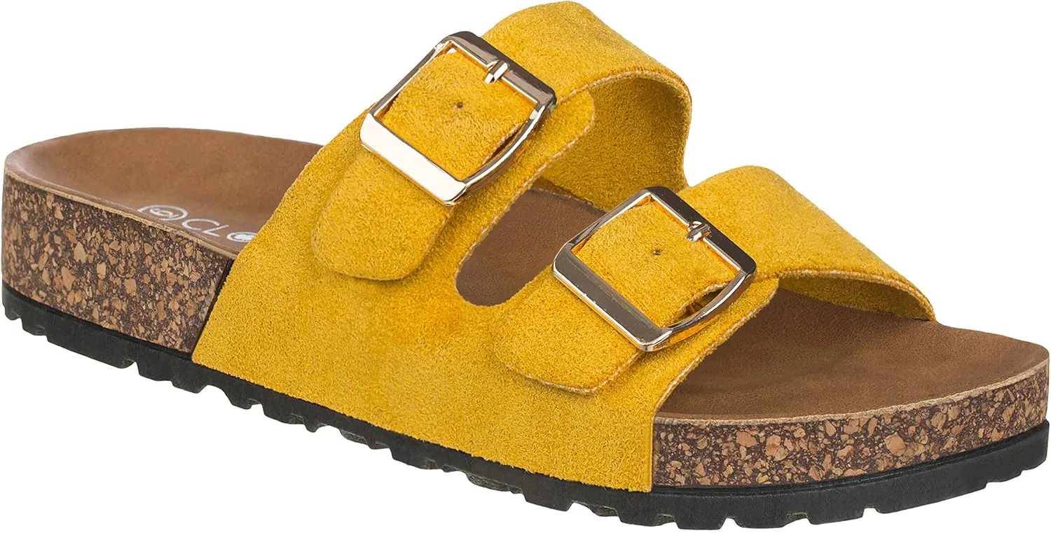 CLOVERLAY Women's Slide Sandals Casual Cork Footbed Platform Sandals Open Toe Slides