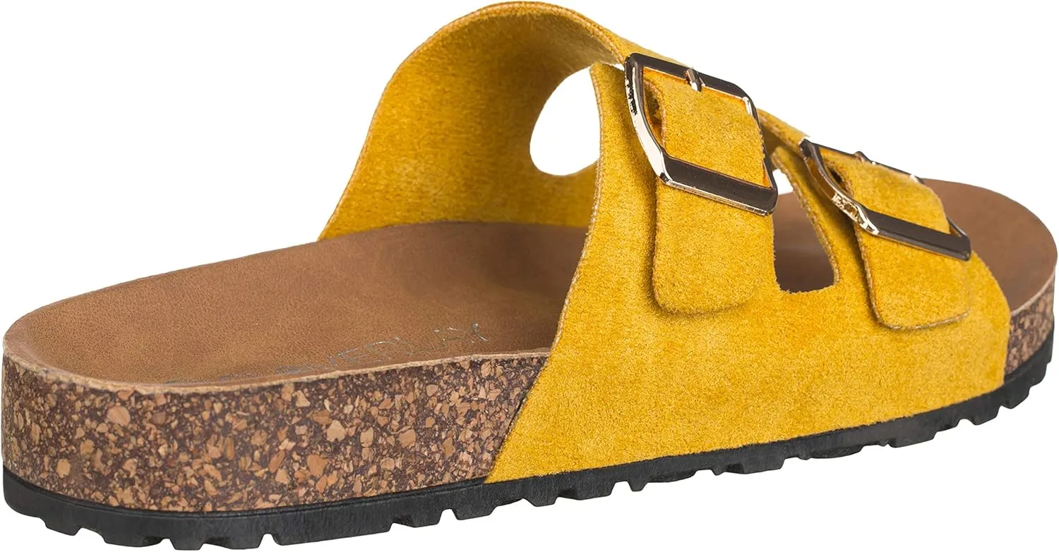 CLOVERLAY Women's Slide Sandals Casual Cork Footbed Platform Sandals Open Toe Slides