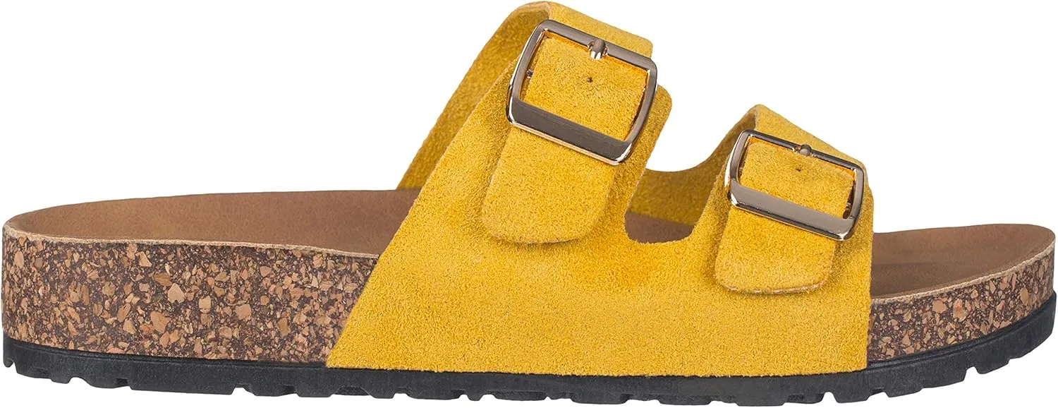 CLOVERLAY Women's Slide Sandals Casual Cork Footbed Platform Sandals Open Toe Slides