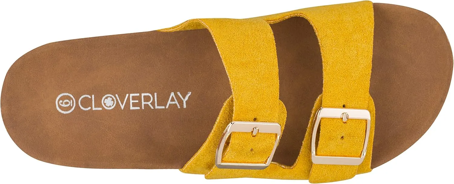CLOVERLAY Women's Slide Sandals Casual Cork Footbed Platform Sandals Open Toe Slides