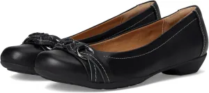 Comfortiva Posie - Soft Spots - Flats for Women - Leather Upper - Synthetic Lining - Rubber Outsole - Durable Black Calf Ionic 7.5 WW (EE)