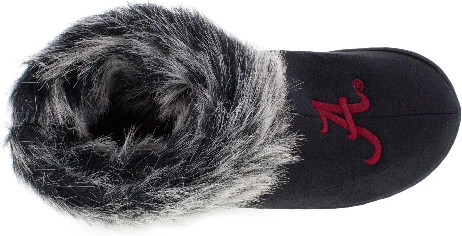 Comfy Feet Womens NCAA Faux Sheepskin Furry Top Indoor Outdoor Slippers