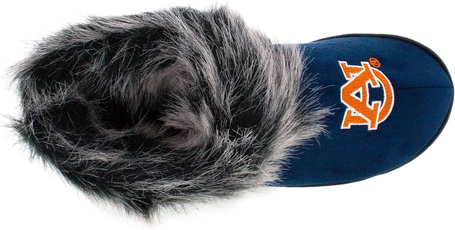 Comfy Feet Womens NCAA Faux Sheepskin Furry Top Indoor Outdoor Slippers