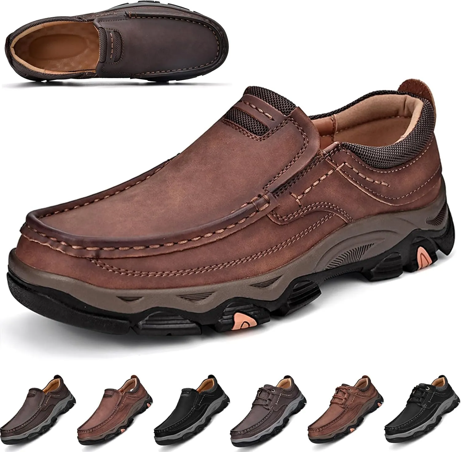 Comfymore Shoes for Men, Lightweight Breathable Slip-On Loafers, Orthopedic Walking Shoes