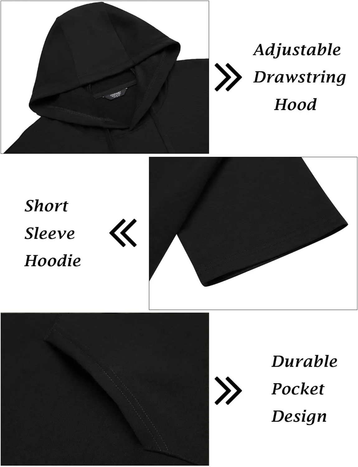 COOFANDY Men's Tracksuit 2 Piece Hooded Athletic Sweatsuit Short Sleeve Casual Sports Hoodie Shorts Set
