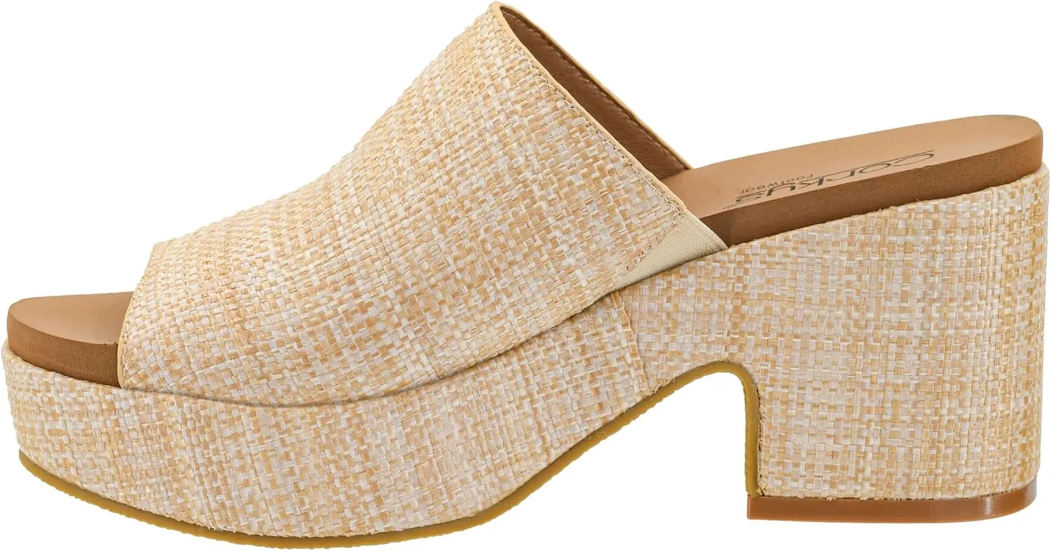 Corkys Footwear Totally Buggin Heeled Sandal - With A 3.25-Inch heel And 1-Inch platform, Chunky Heel, Slip-on Comfort, EVA Insole, and a Stylish Raffia Outsole