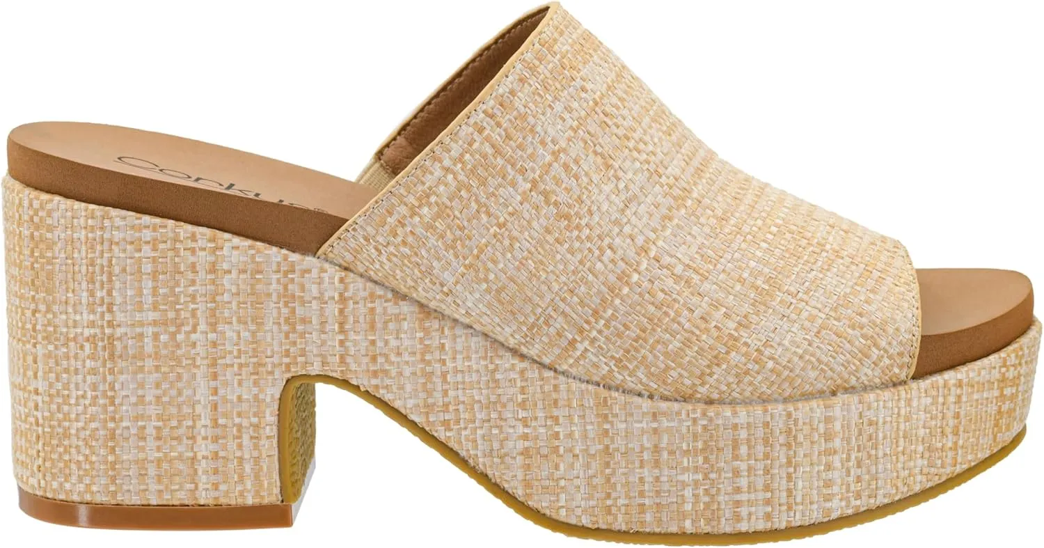 Corkys Footwear Totally Buggin Heeled Sandal - With A 3.25-Inch heel And 1-Inch platform, Chunky Heel, Slip-on Comfort, EVA Insole, and a Stylish Raffia Outsole