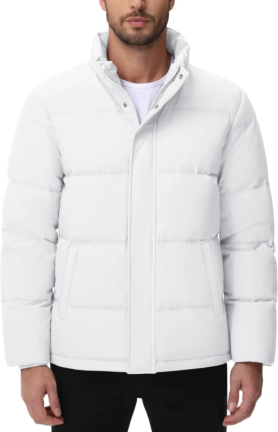 Cotrasen Men’s Down Jacket Zip Up Warm Puffer Jacket Winter Coats Water Resistant Windproof Insulated Jacket