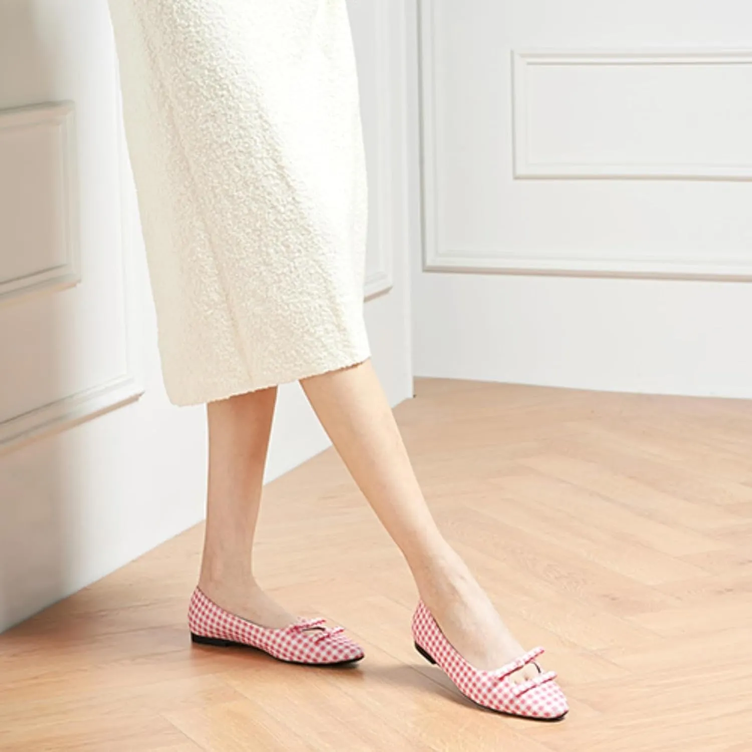 C.Paravano Women's Ballet Flats Bowknot Hollow-Out Design Round Toe Dress Shoes for Women Comfortable Business Office Work Casual Shoes