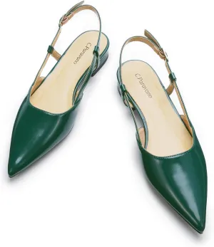 C.Paravano Women's Slingback Flats Pointed Toe Slingback Flats for Women Slingback Sandals Adjustable Ankle Strap Shoes