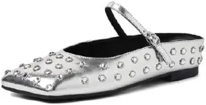 Crystal Rhinestone Ballet Flats for Women Diamond Mesh Round Toe Flat Slip On Low Heeled Flat Shoes Casual Dress Shoes