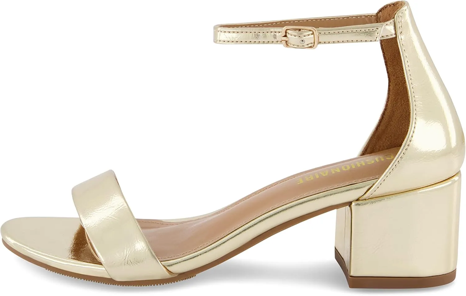 CUSHIONAIRE Women's Alba one band mid block heel sandal  Memory Foam, Wide Widths Available