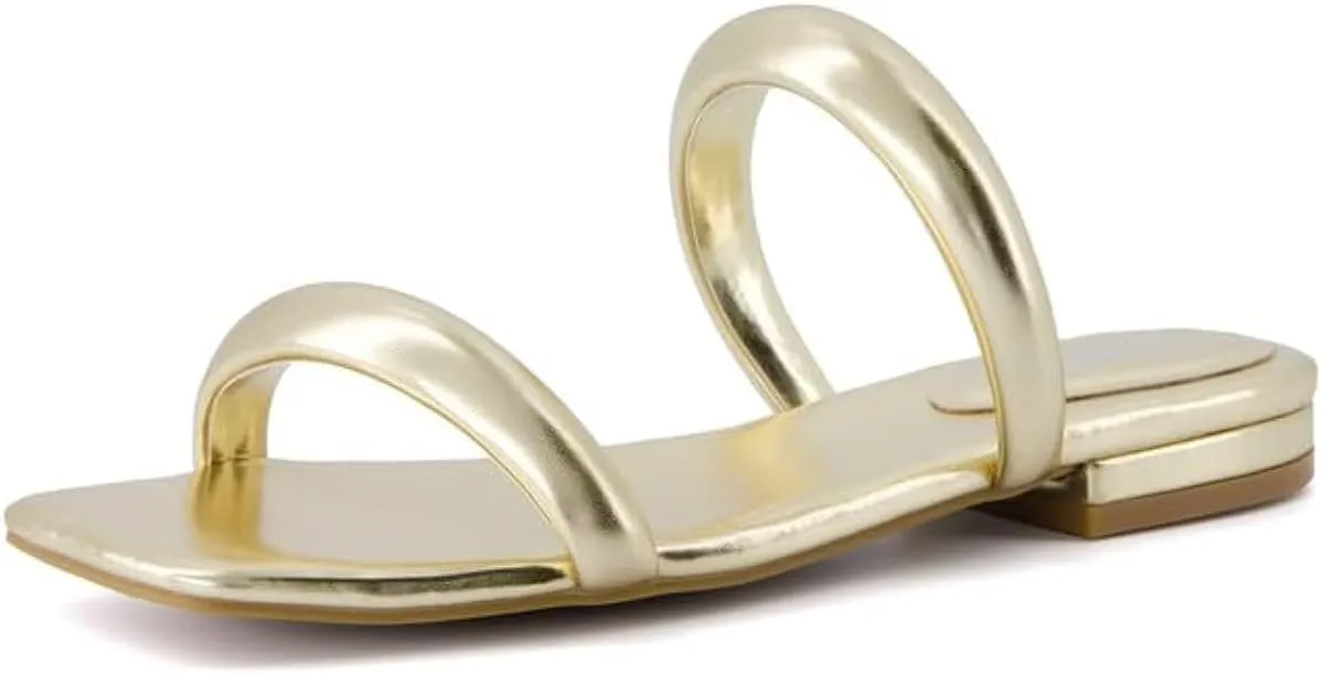 CUSHIONAIRE Women's Dazzle two band low block heel slide sandal  Memory Foam, Wide Widths Available