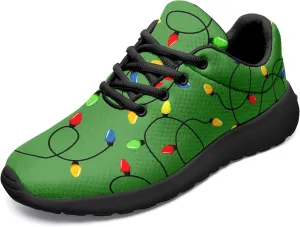 Custom Christmas Walking Sneakers, Snowman Design, Comfortable Lightweight Running Shoes, Festive Holiday Footwear for Women
