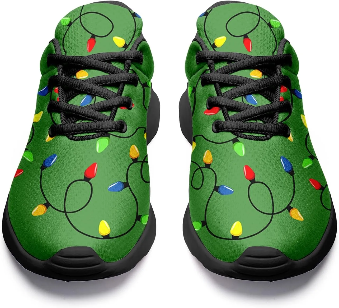 Custom Christmas Walking Sneakers, Snowman Design, Comfortable Lightweight Running Shoes, Festive Holiday Footwear for Women