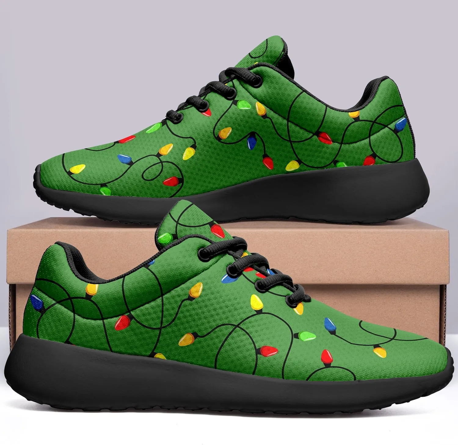 Custom Christmas Walking Sneakers, Snowman Design, Comfortable Lightweight Running Shoes, Festive Holiday Footwear for Women