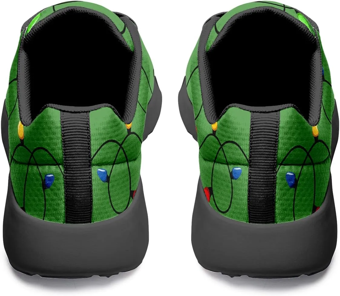 Custom Christmas Walking Sneakers, Snowman Design, Comfortable Lightweight Running Shoes, Festive Holiday Footwear for Women
