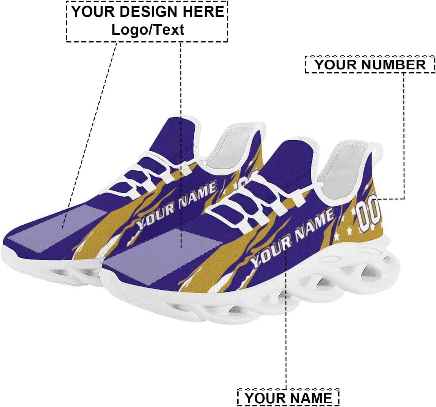Custom Football Sneakers City Breathable Sport Slip-on Shoes Personalized Photo Name Number Gifts for Football Fans Men Women