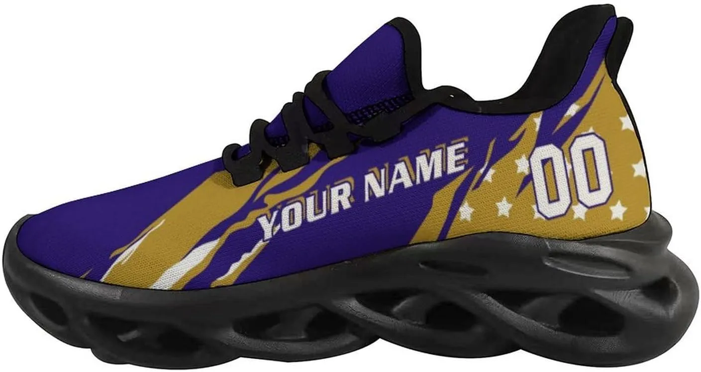 Custom Football Sneakers City Breathable Sport Slip-on Shoes Personalized Photo Name Number Gifts for Football Fans Men Women