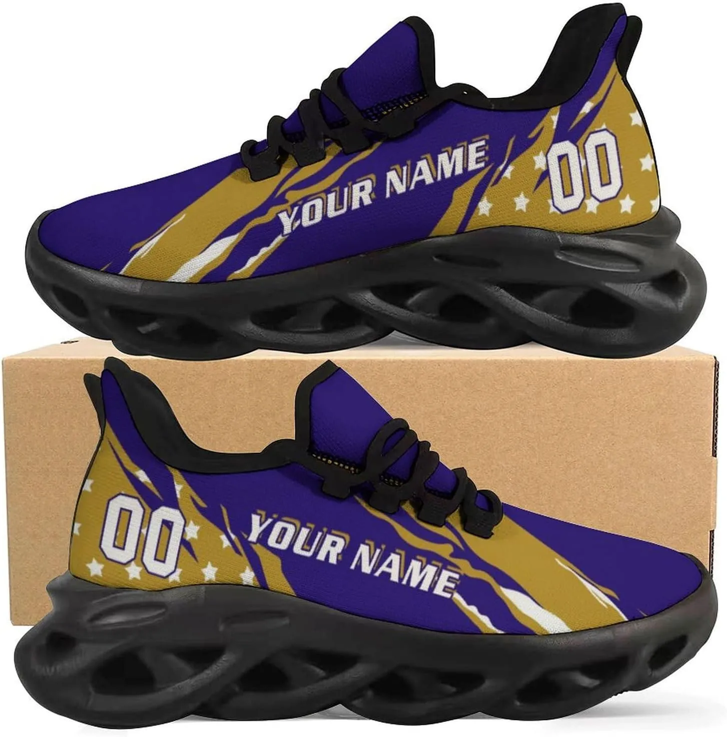 Custom Football Sneakers City Breathable Sport Slip-on Shoes Personalized Photo Name Number Gifts for Football Fans Men Women