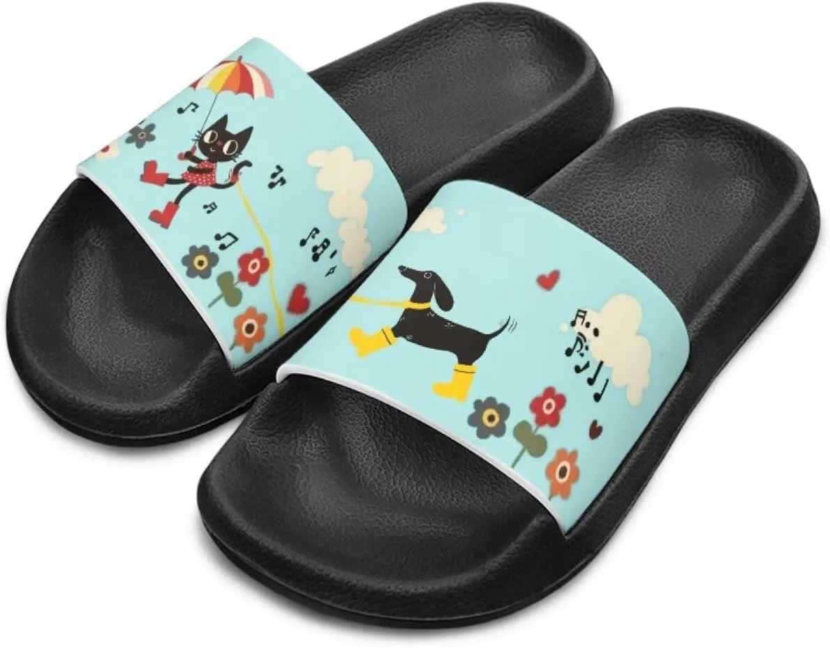 Cute Animals Summer Slippers for Boys Girls Indoor Kids Slide Sandals Comfort Cushion Footbed House Slipper